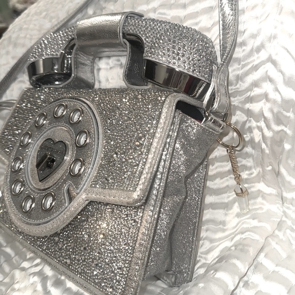 BETSEY Party Line Million Stars Silver Metallic PHONE PURSE Crossbody Bluetooth - Picture 13 of 16